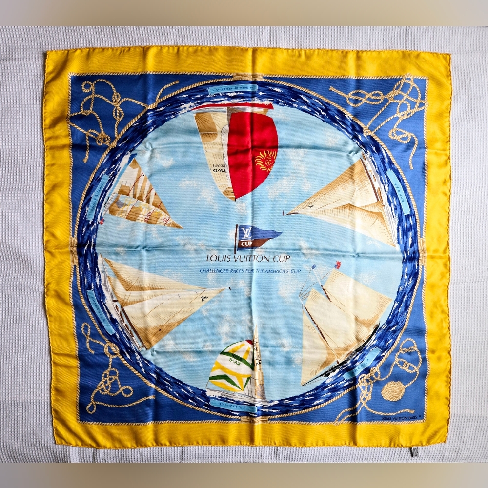 NEW- RARE Limited Edition Louis Vuitton The America's Cup Silk Scarf